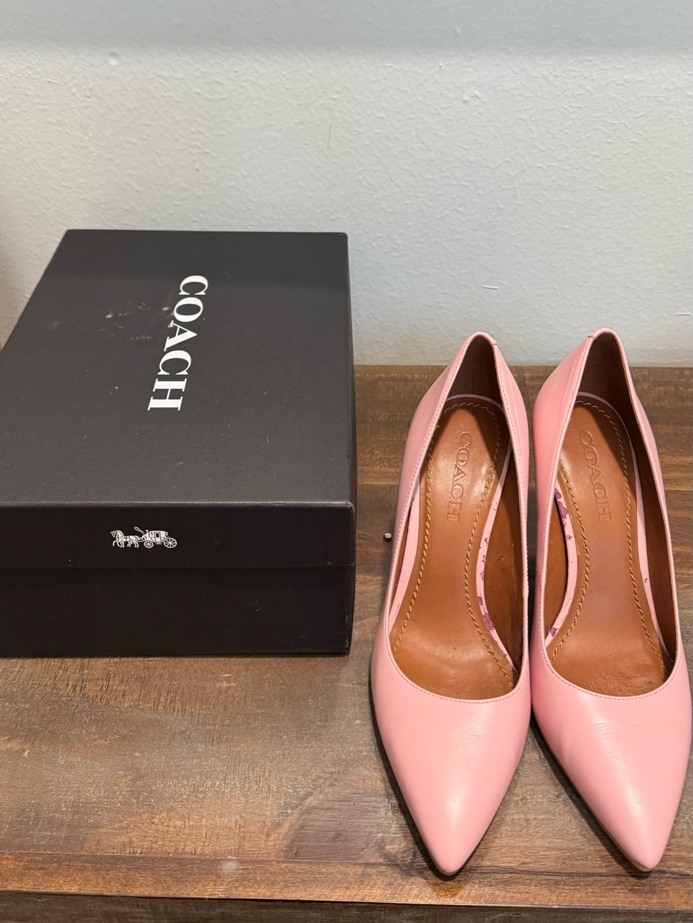 Coach Pink Leather Pointed Pumps